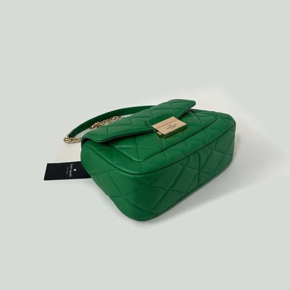Kate Spade Carey Smooth Leather Quilted Small Flap Shoulder Bag, Green